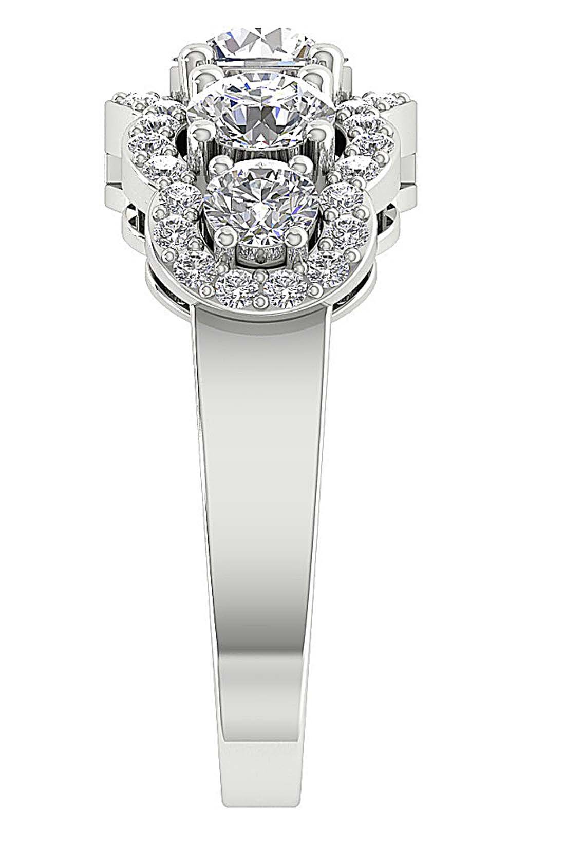 Natural Diamond 14k White Gold I1 G 2.65 Ct Designer Five Stone Engagement Ring Prong Set