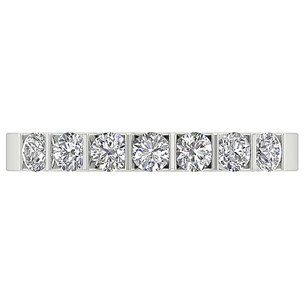 14k Yellow Gold Anniversary Ring Round Diamond I1 G 0.85 Ct Bar Set