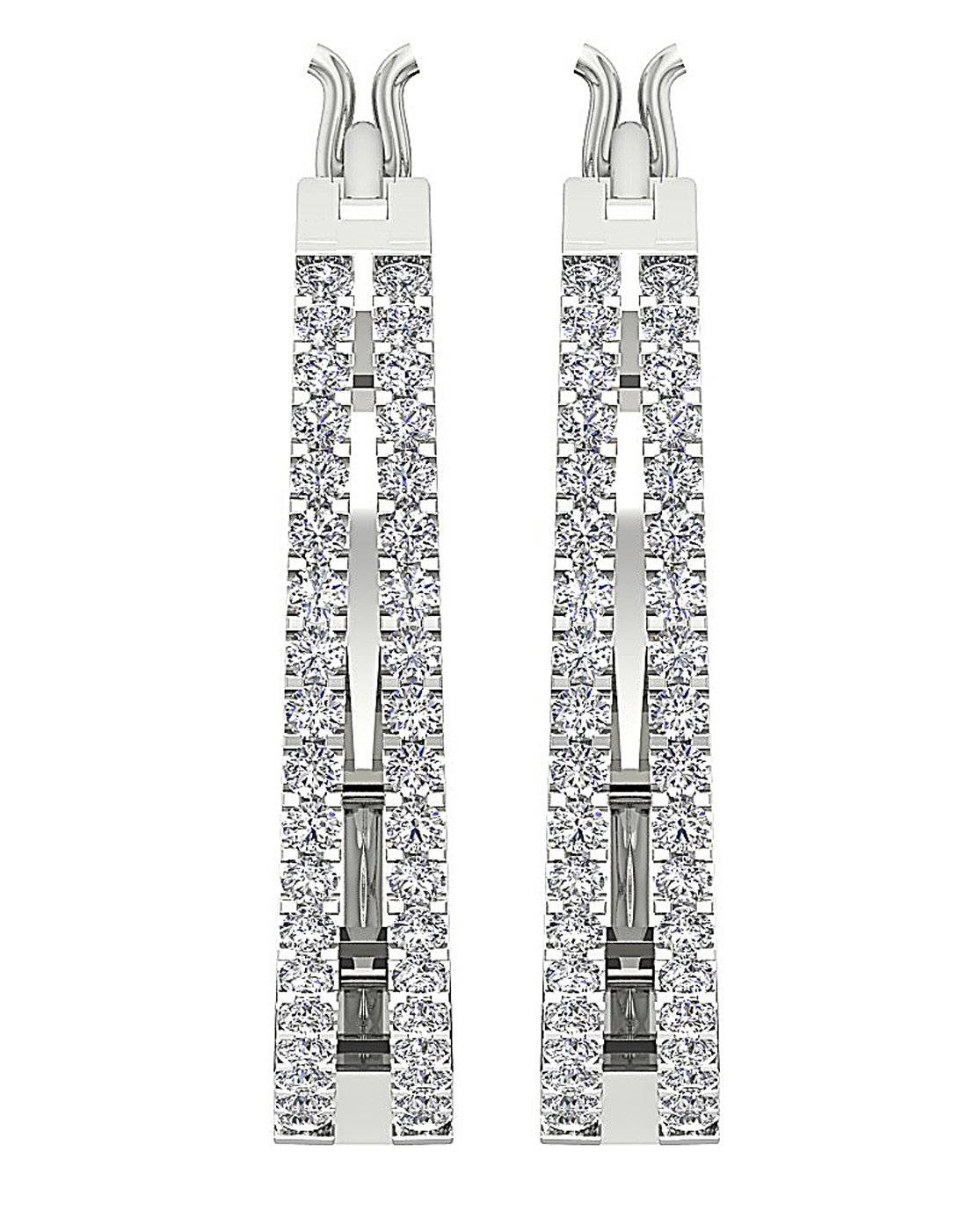 Prong Set Large Hoop Anniversary Earrings Round Diamond VVS1/VS1/SI1/I1 1.10 Ct 18k/14k White Gold