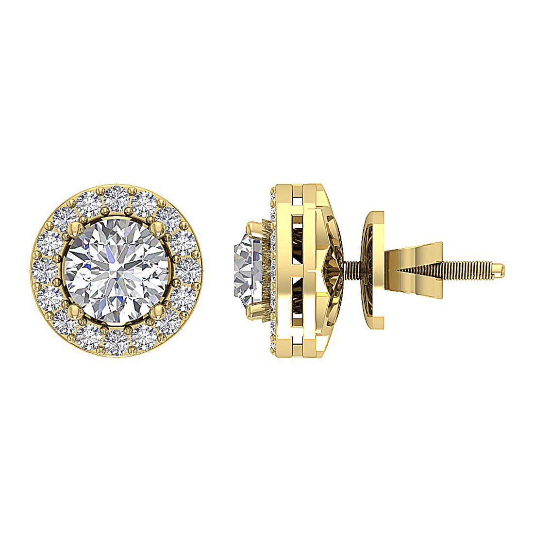 14k Solid Gold Genuine Diamonds I1 G 2.11 Ct Removable Jacket Studs Earrings Set