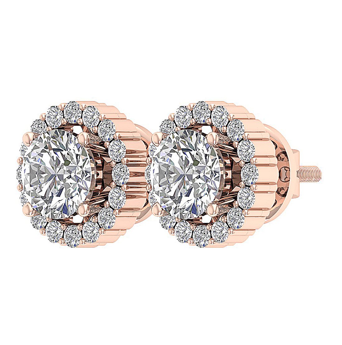 I1 G 2.11 Ct Natural Diamonds 14k Solid Gold Removable Jacket Studs Earrings Set