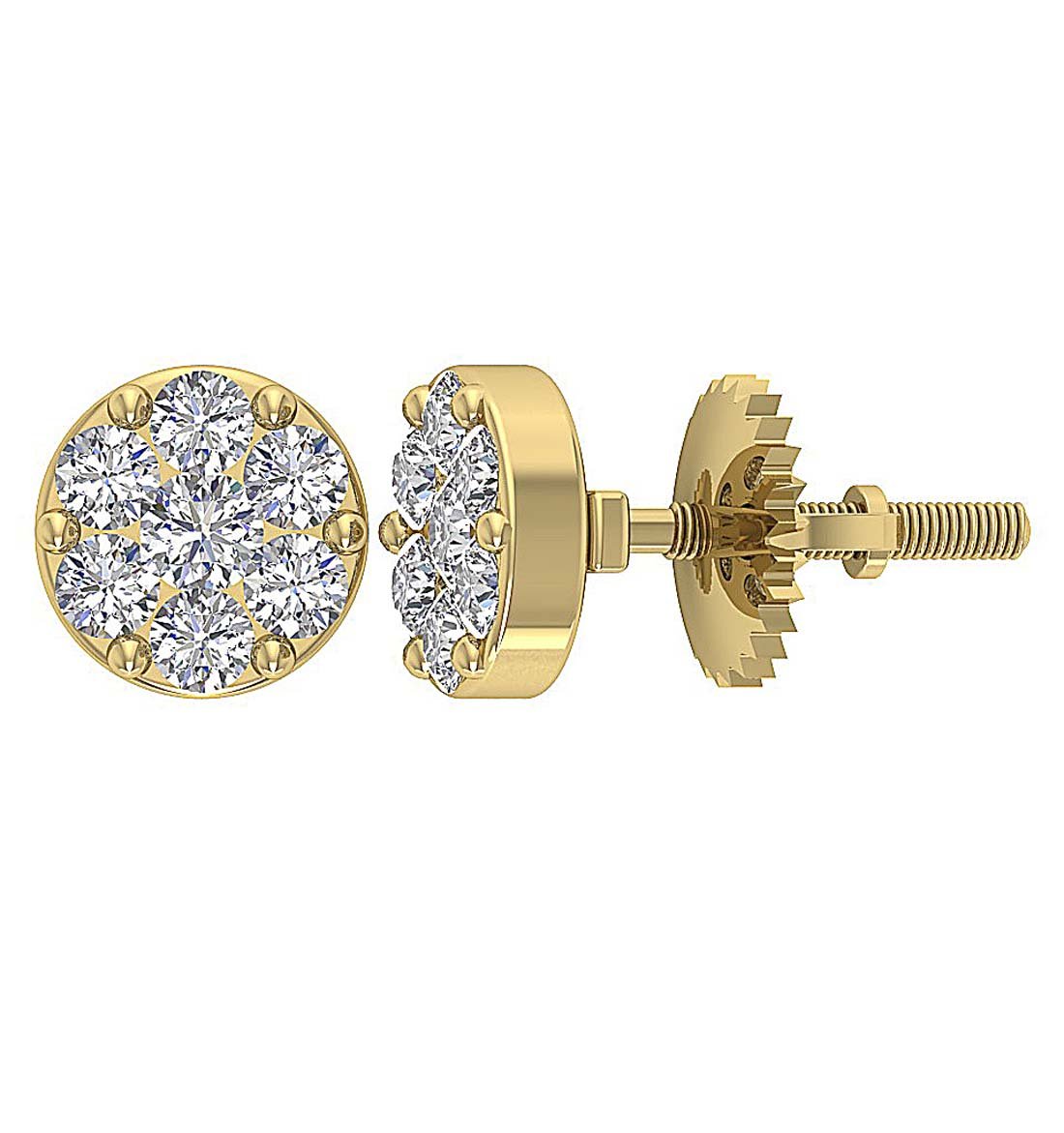 SI1/I1 G 0.40 Ct Natural Diamond 14k Gold Designer Solitaire Studs Earrings Set