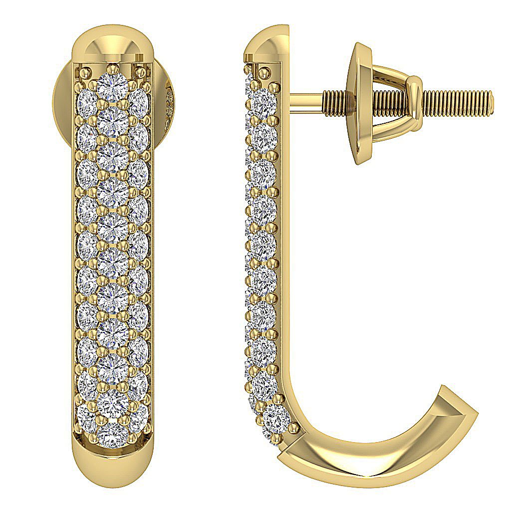 SI1/I1 G 0.70 Ct Fashion Wedding Earrings Genuine Diamond 18k/14k Yellow Gold Prong Set
