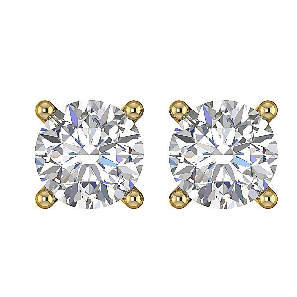 14k/18k Solid Gold Solitaire Studs Earrings VS1 E 0.45 Ct Genuine Diamond