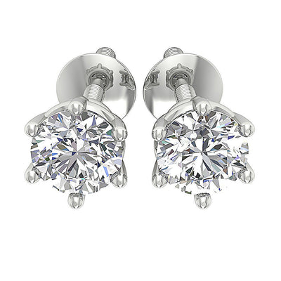 VS1 E 0.45 Ct Solitaire Studs Earrings 14k/18k Solid Gold Natural Diamond