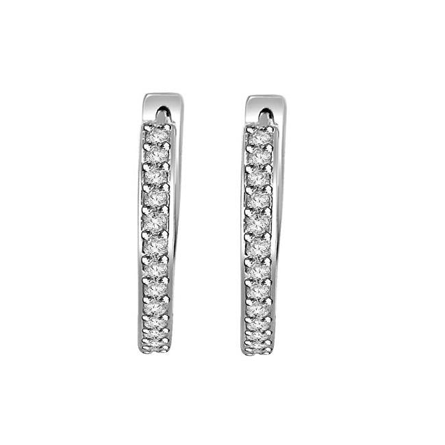 Genuine Diamond Medium Hoop Wedding Earrings VVS1/VS1/SI1/I1 0.55 Ct 18k/14k White Gold Pave Set
