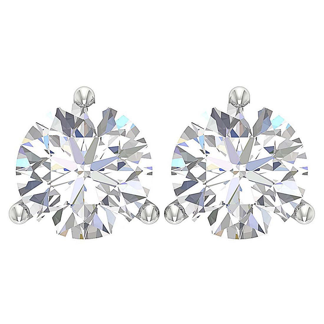 14k/18k Gold Genuine Diamond Martini 3 Prong Set SI1 G 1.50 Ct Solitaire Studs Earrings