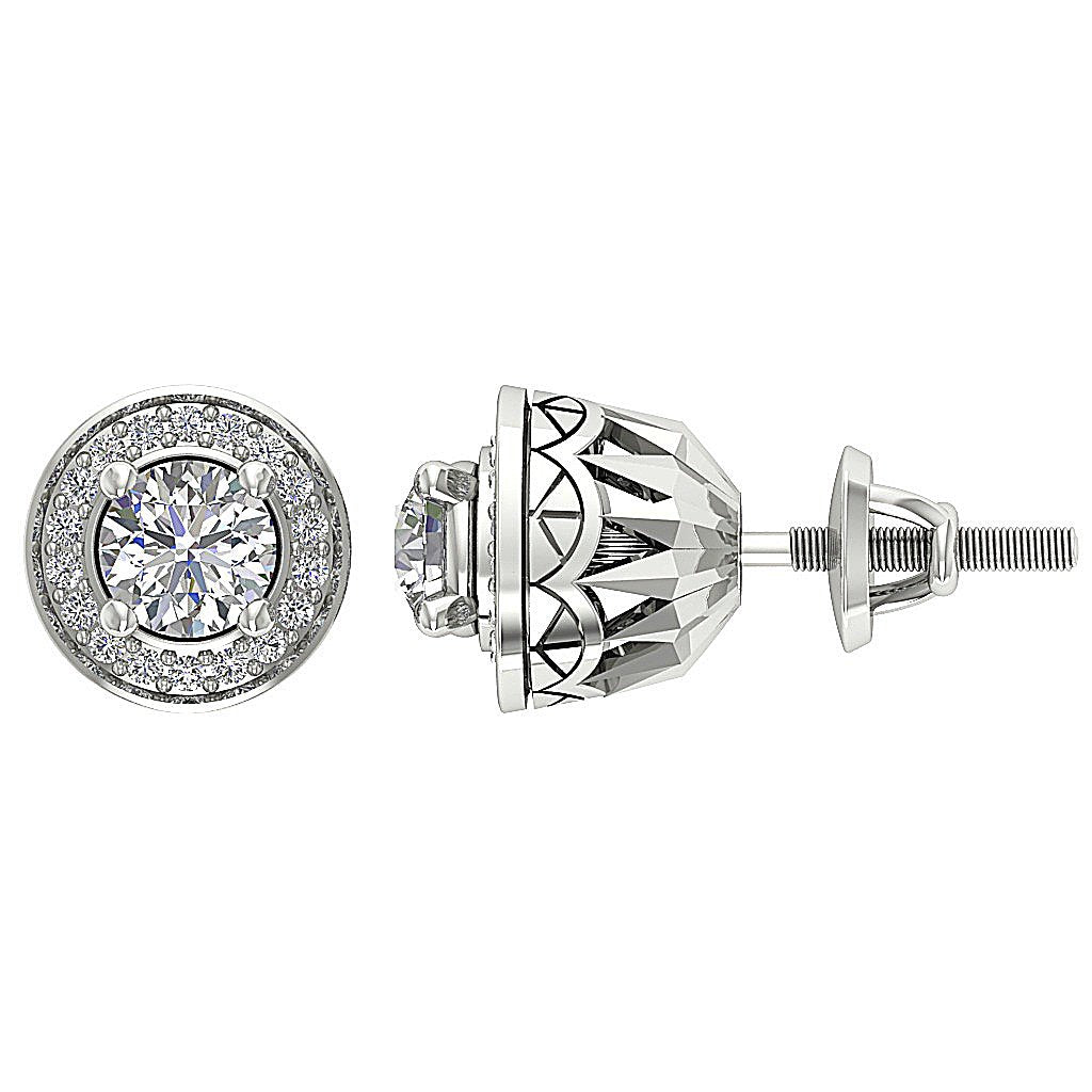 14k Solid Gold Natural Diamond VS1/SI1/I1 G 1.50 Ct Removable Jacket Studs Earrings