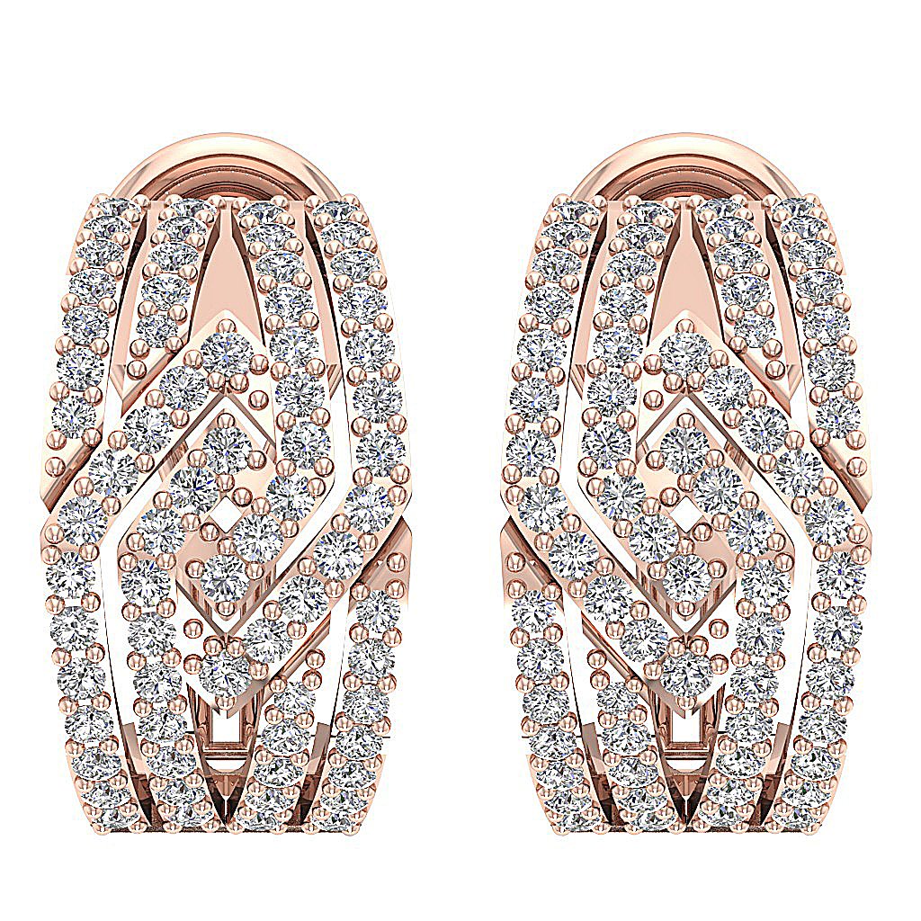 VVS1/VS1/SI1/I1 1.50 Ct Large Hoop Anniversary Earrings Round Diamond 18k/14k White Yellow Rose Gold Prong Set