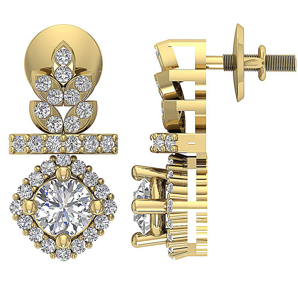 18k/14k Rose Gold Chandelier Anniversary Earring Round Diamond SI1/I1 G 0.85 Ct Prong Set