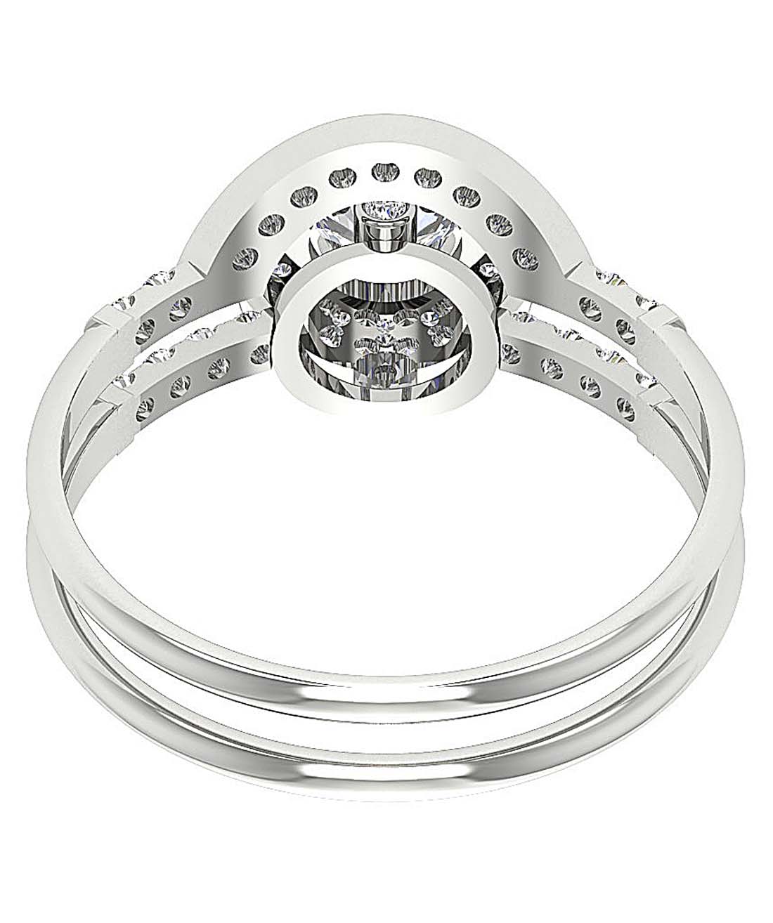Diamond Halo Engagement Ring And Wedding Band Set I1 G 0.90 Carat 14k Gold