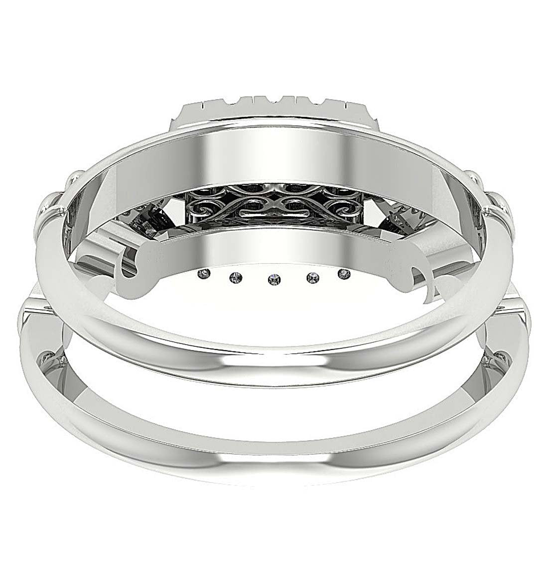 Square Halo Round Cut Wedding Band Set I1 G 1.20 Carat 14K Yellow Gold