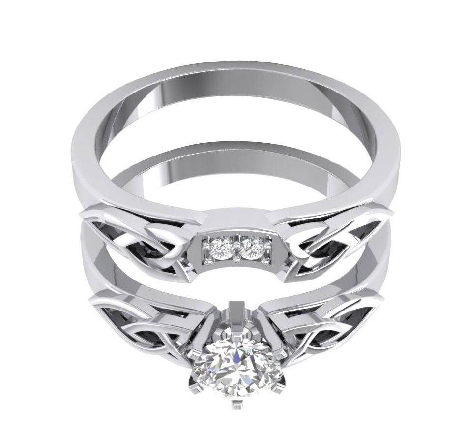 Engagement Ring Wedding Band Set I1 G 0.60 Ct Genuine Diamond 14k White Gold
