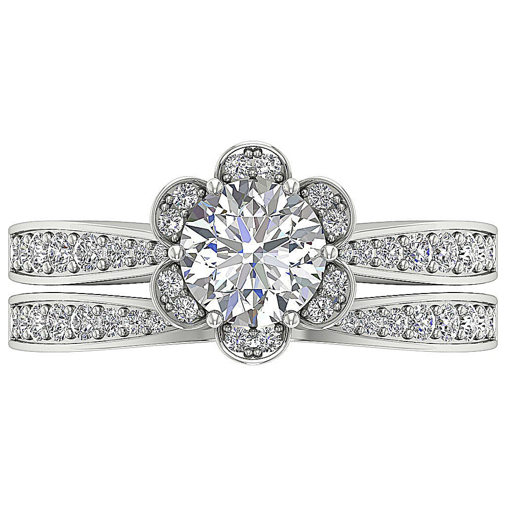 Designer Bridal Engagement Ring Set I1 G 1.70 Carat 14K Solid Gold 10.00 MM