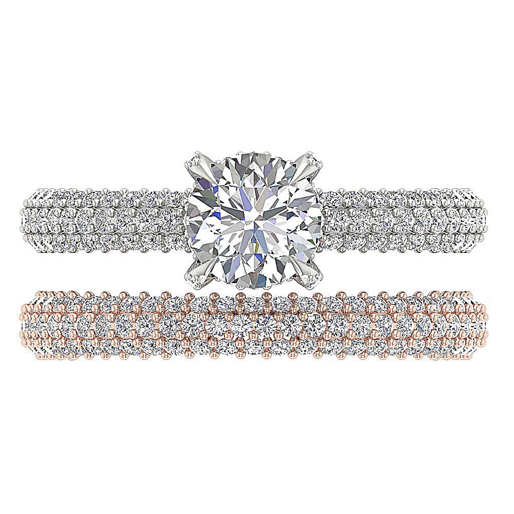 Round Diamond 14K Solid Gold Halo Bridal Wedding Ring Prong Set I1 G 2.75 Ct 7.85 MM