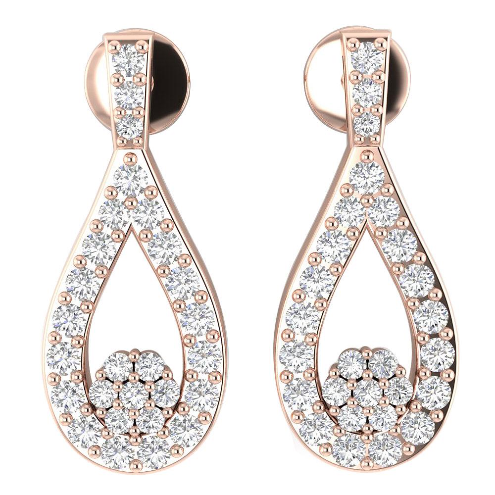 Round Diamond Chandelier Anniversary Earrings VVS1/VS1/SI1/I1 0.50 Ct 18k/14k White Gold Prong Set