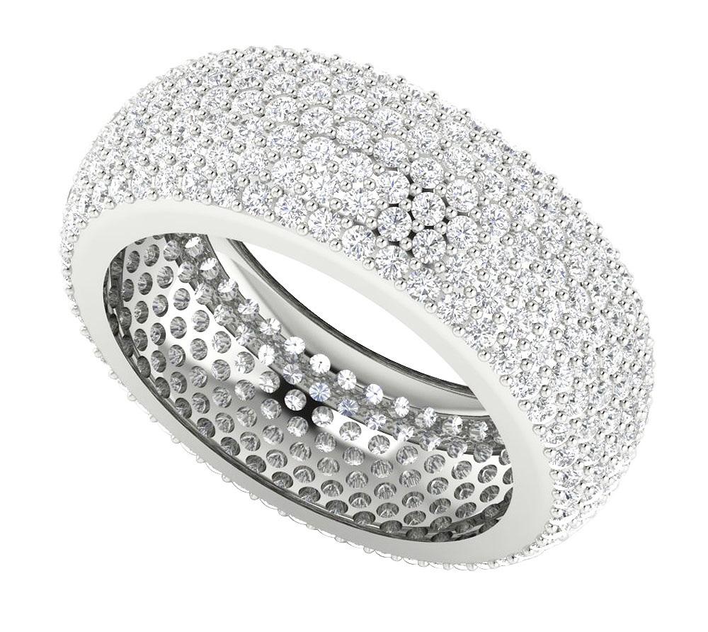 Seven Row Eternity Engagement Ring I1 G 4.25 Ct Natural Diamond 14k Solid Gold Prong Set