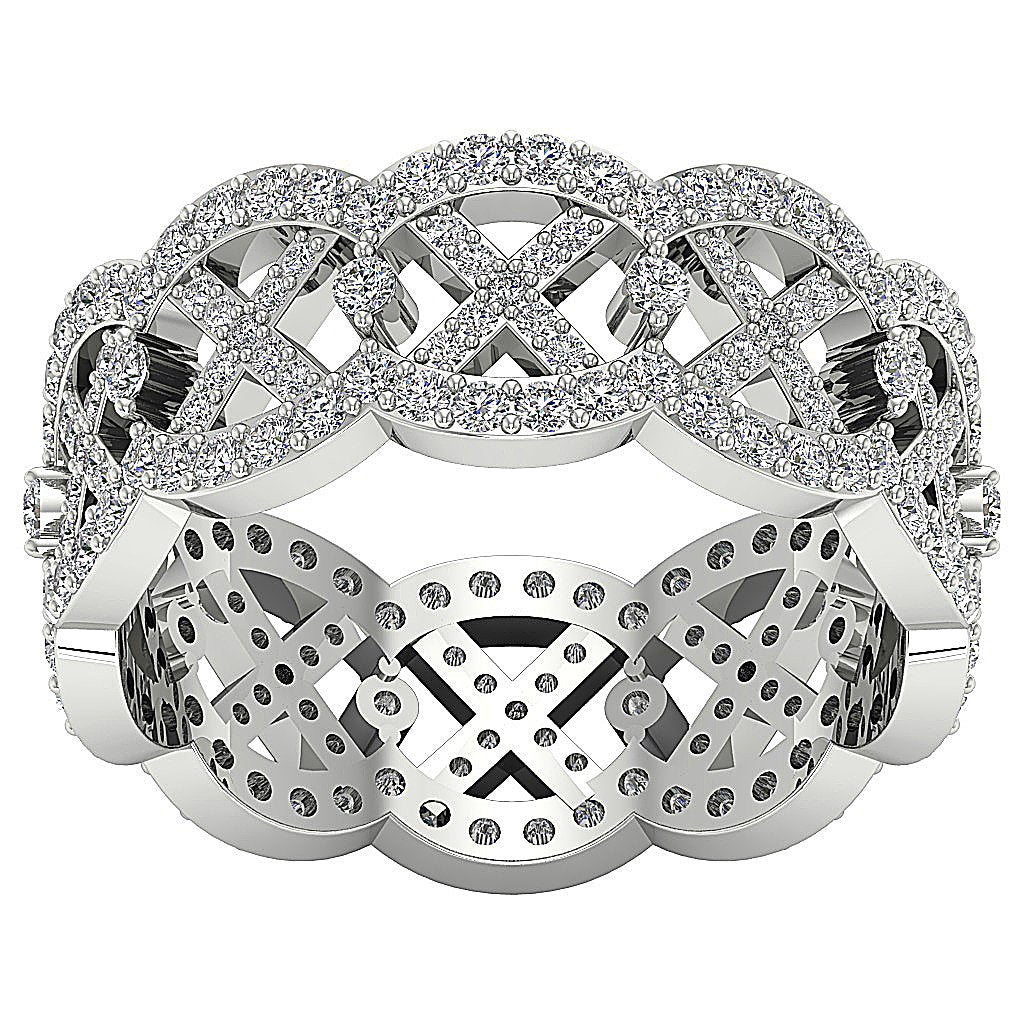 Natural Diamond I1 G 1.75 Ct Designer Wedding Eternity Ring 14k Solid Gold