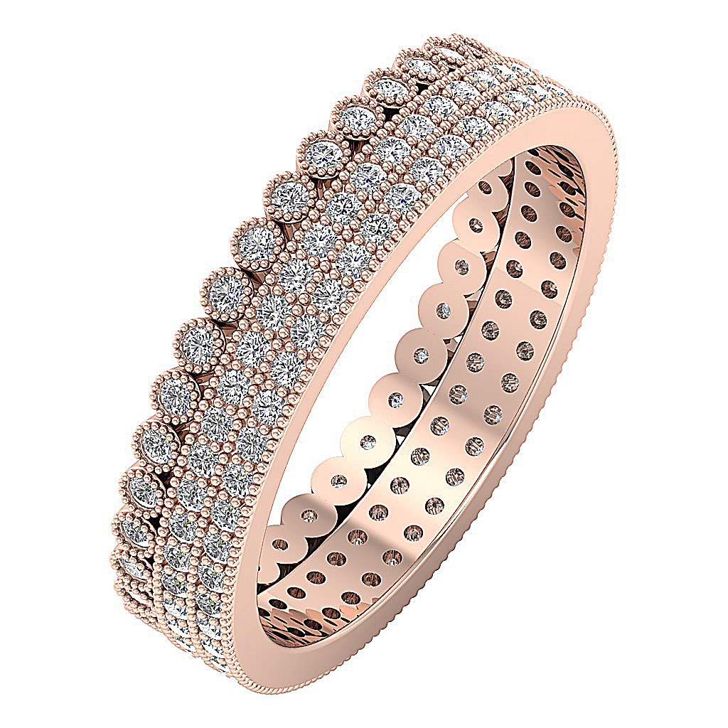Natural Diamond I1 G 1.20 Ct Eternity Engagement Ring Prong Bezel Set 14k White Gold