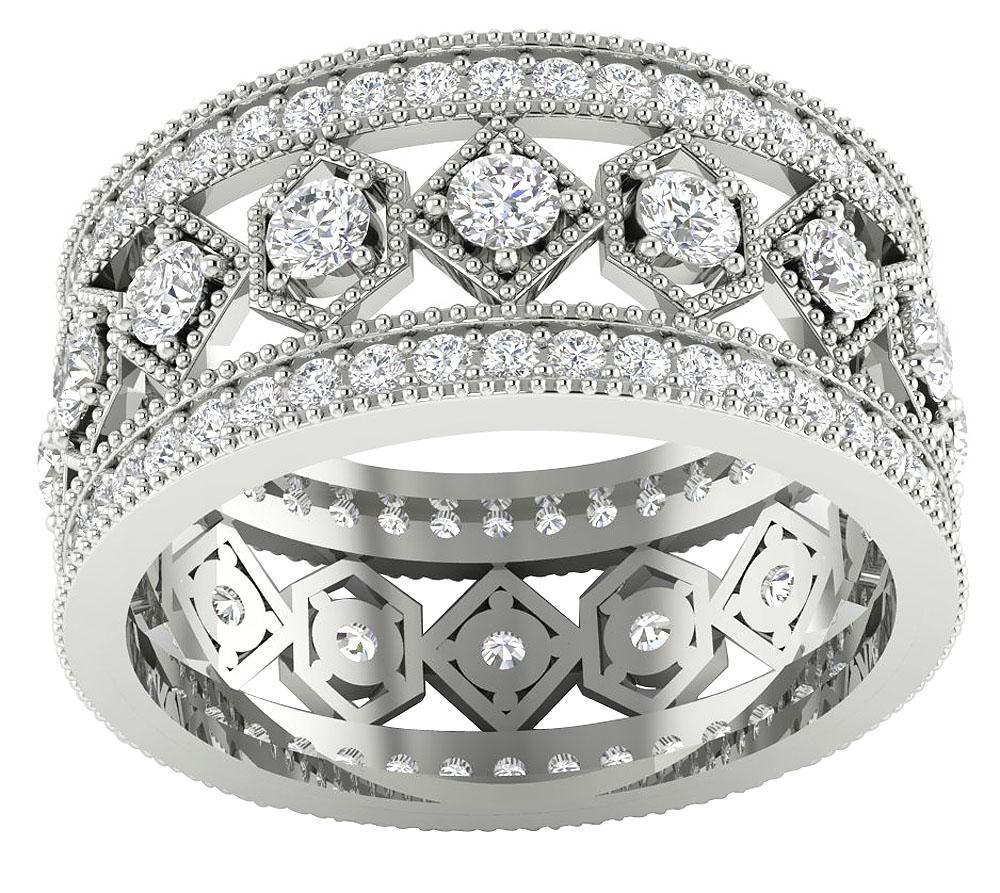 Natural Diamond I1 G 2.25 Ct 14k White Gold Eternity Engagement Ring Prong Set 9.80 MM
