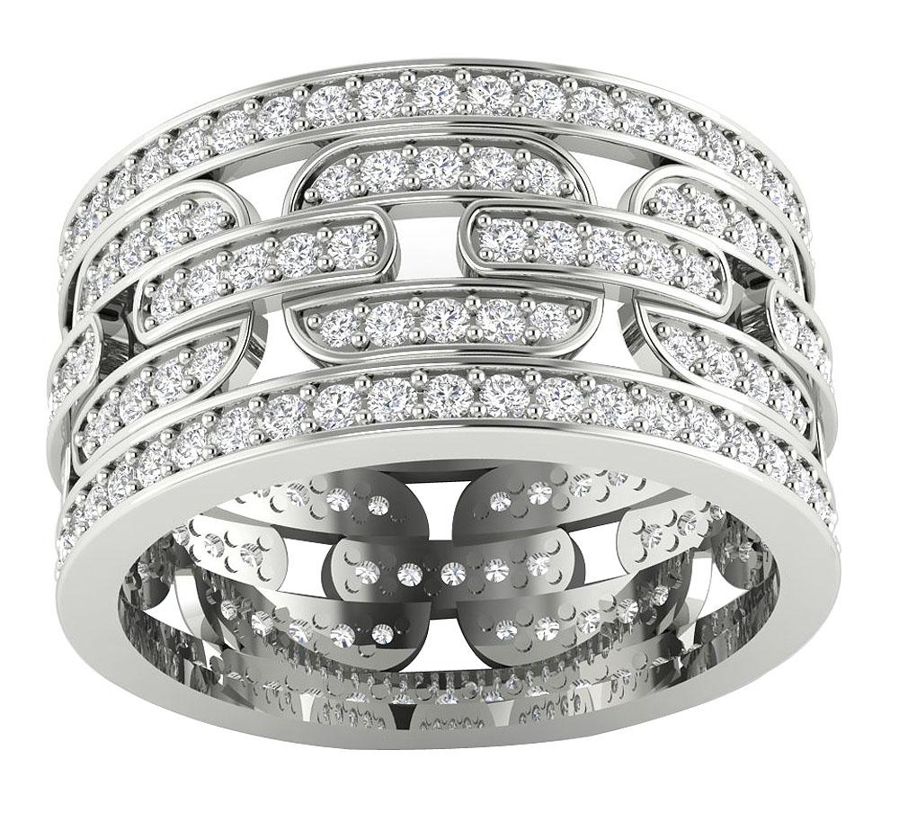 SI1 G 2.10 Ct Round Diamond 14k Solid Gold Designer Engagement Eternity Ring