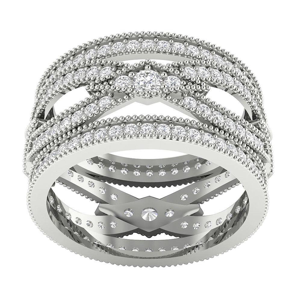 SI1 G 2.25 Ct Round Diamond 14k Solid Gold Designer Wedding Eternity Ring