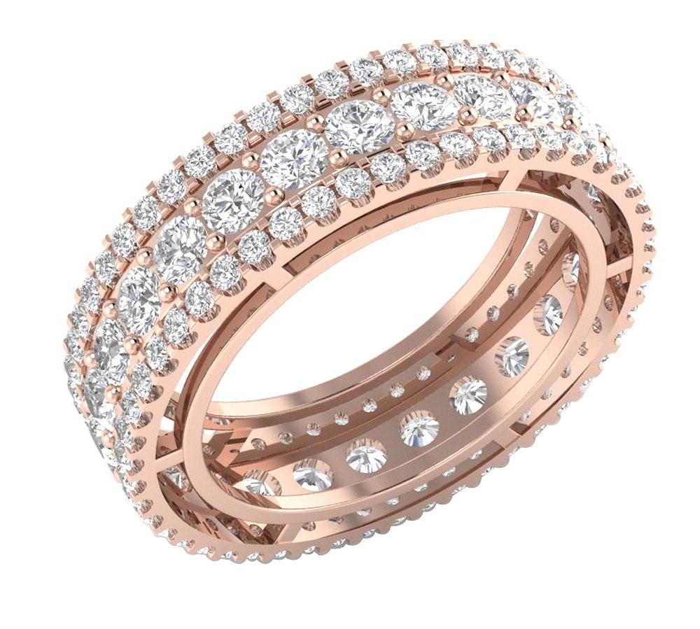 6.70 MM I1 G 4.00 Ct Round Diamond 14k White Yellow Rose Gold Eternity Anniversary Ring