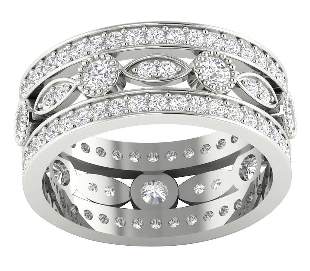 I1 G 2.25 Ct Genuine Diamond 14k Solid Gold Designer Engagement Eternity Ring