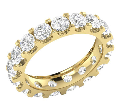 Prong Set Stackable Eternity Anniversary Ring Round Diamond VS1 G 5.00 Ct 14k White Yellow Rose Gold