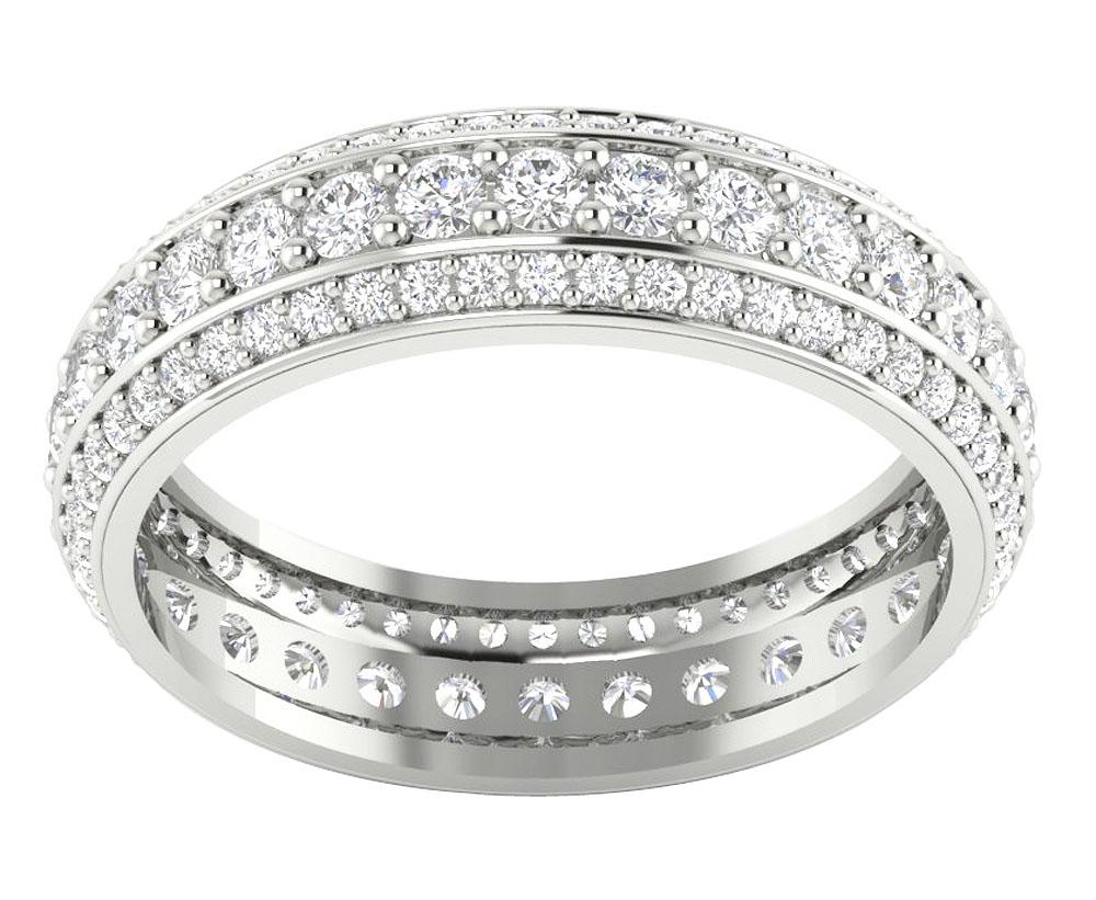 Prong Set 14k White Yellow Rose Gold Round Diamond I1 G 2.25 Ct Eternity Anniversary Ring