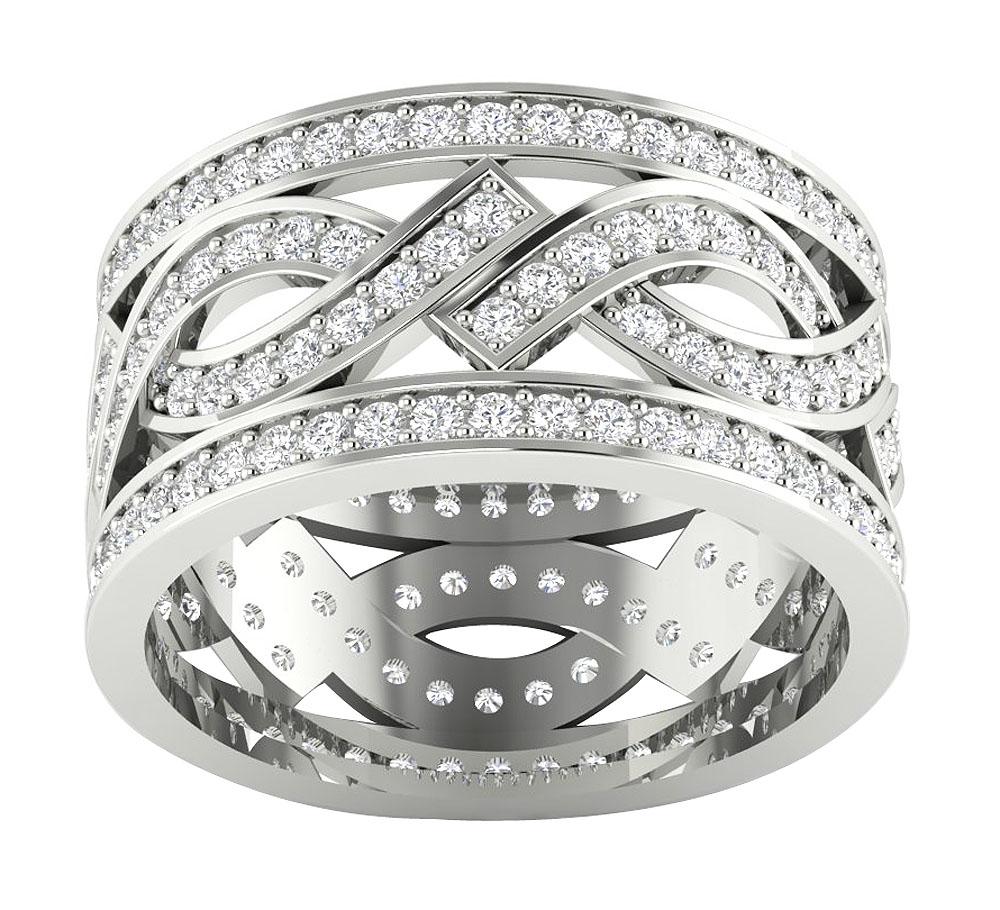 Eternity Anniversary Ring Round Diamond Prong Set SI1 G 2.00 Ct 14k Solid Gold 10.60 MM