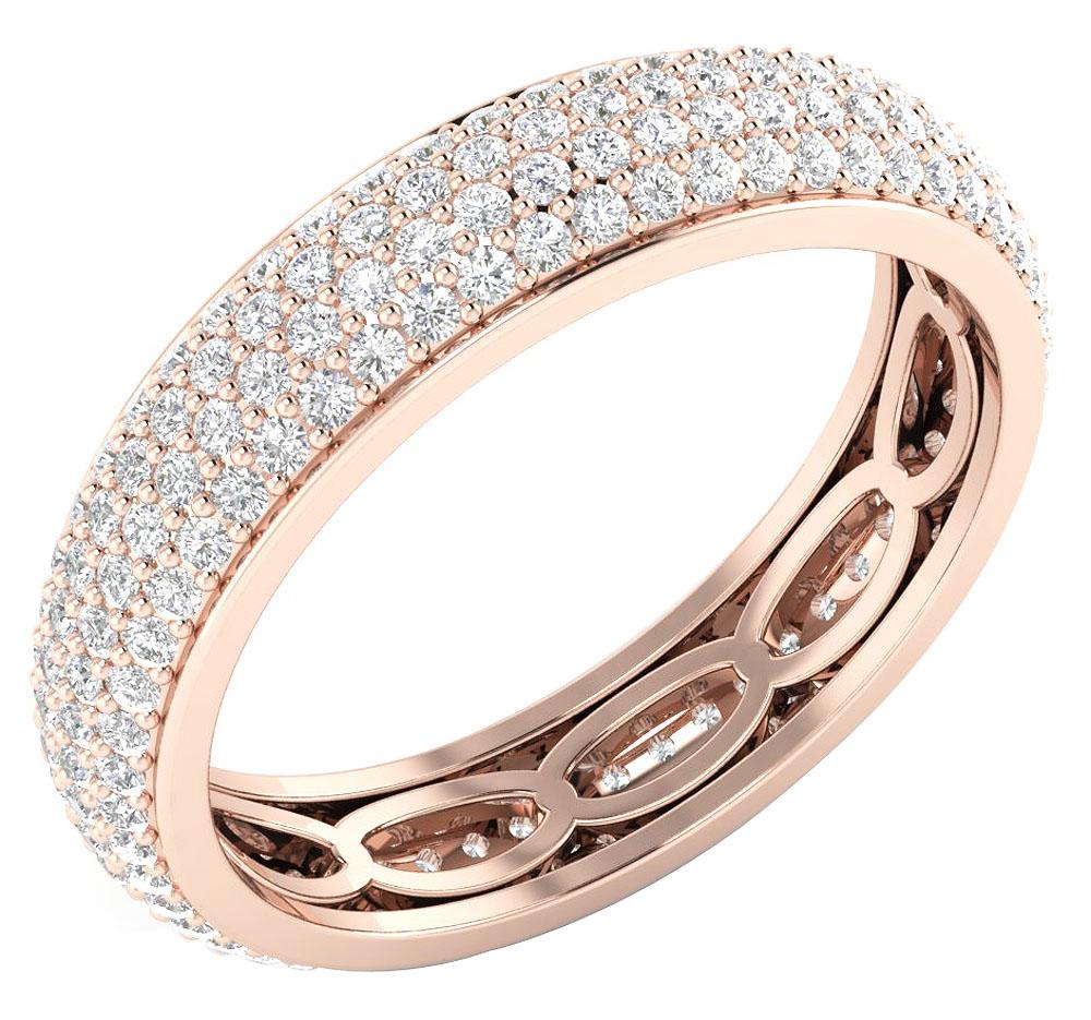 Genuine Diamond Prong Set Four Row Eternity Wedding Ring 14k White Yellow Rose Gold I1 G 1.75 Ct