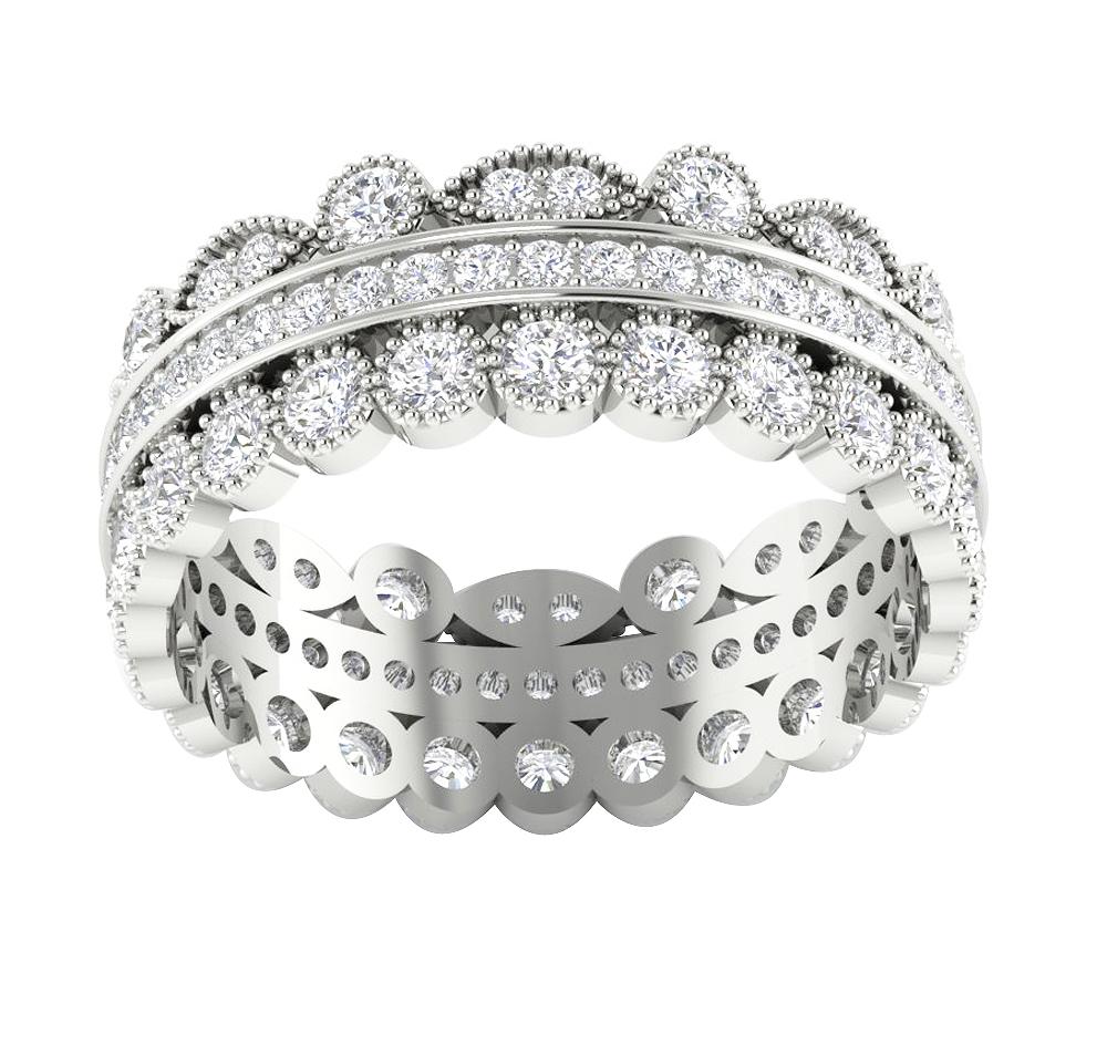 I1 G 2.00 Ct Natural Diamond 14k Solid Gold Designer Wedding Eternity Ring