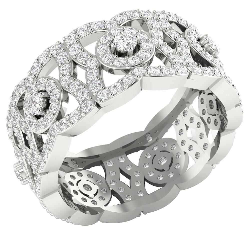 SI1 G 2.50 Ct Genuine Diamond 14k Solid Gold Designer Wedding Eternity Ring