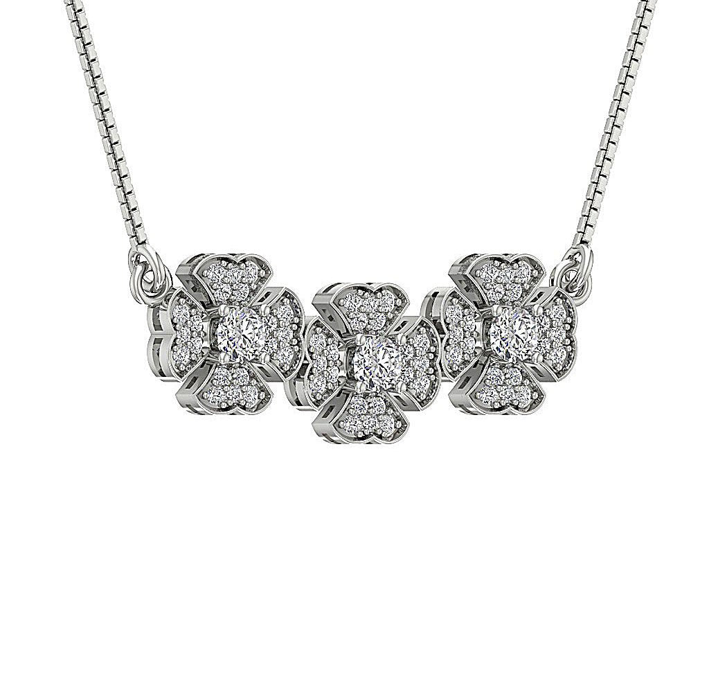 I1/SI1 G 1.00 Ct Flower Shape Fashion Wedding Pendant Genuine Diamond 14k/18k Yellow Gold Prong Set