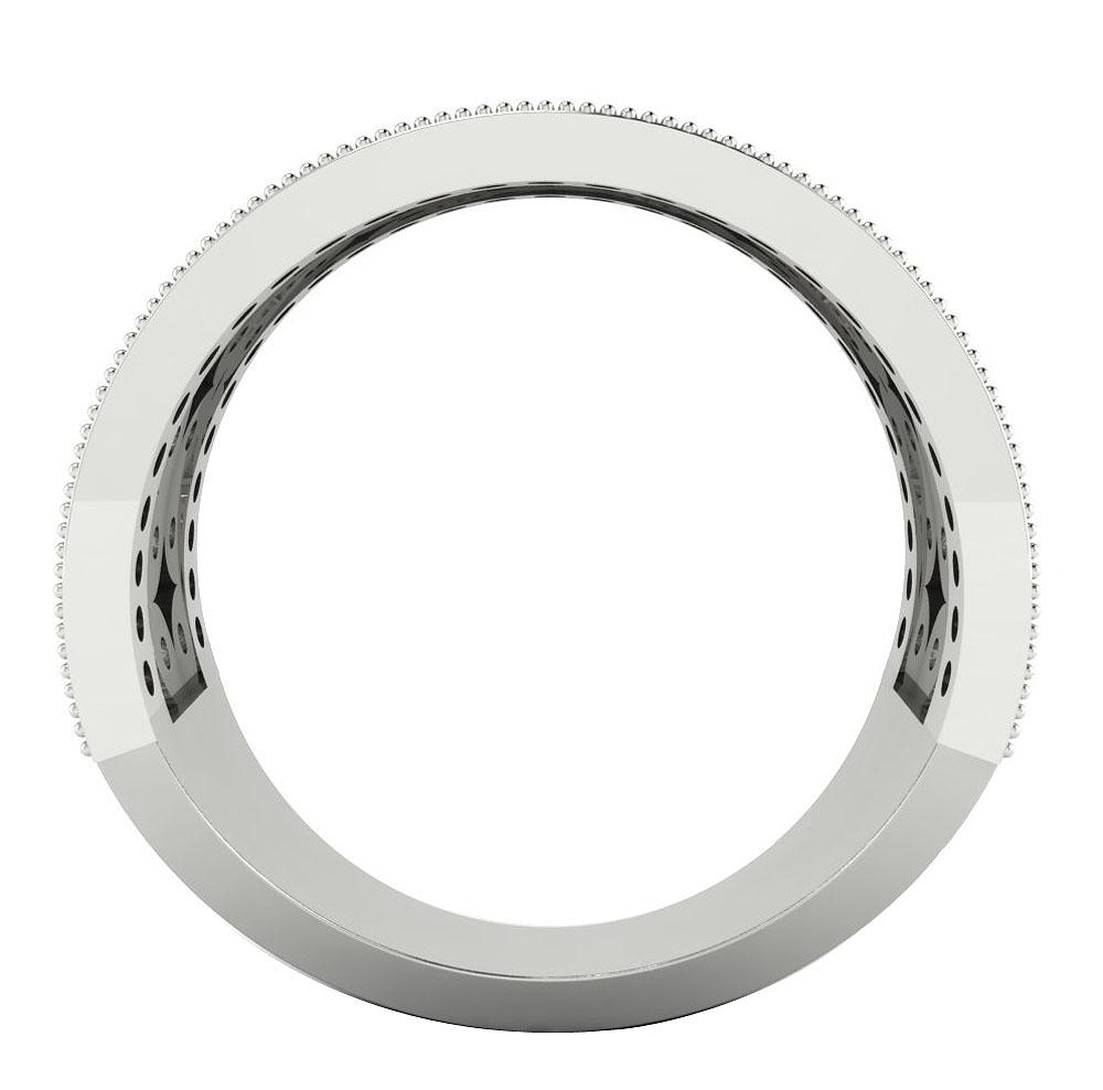 9.40 MM 14k White Yellow Rose Gold Round Diamond SI1 G 0.85 Ct Milgrain Anniversary Ring Prong Set