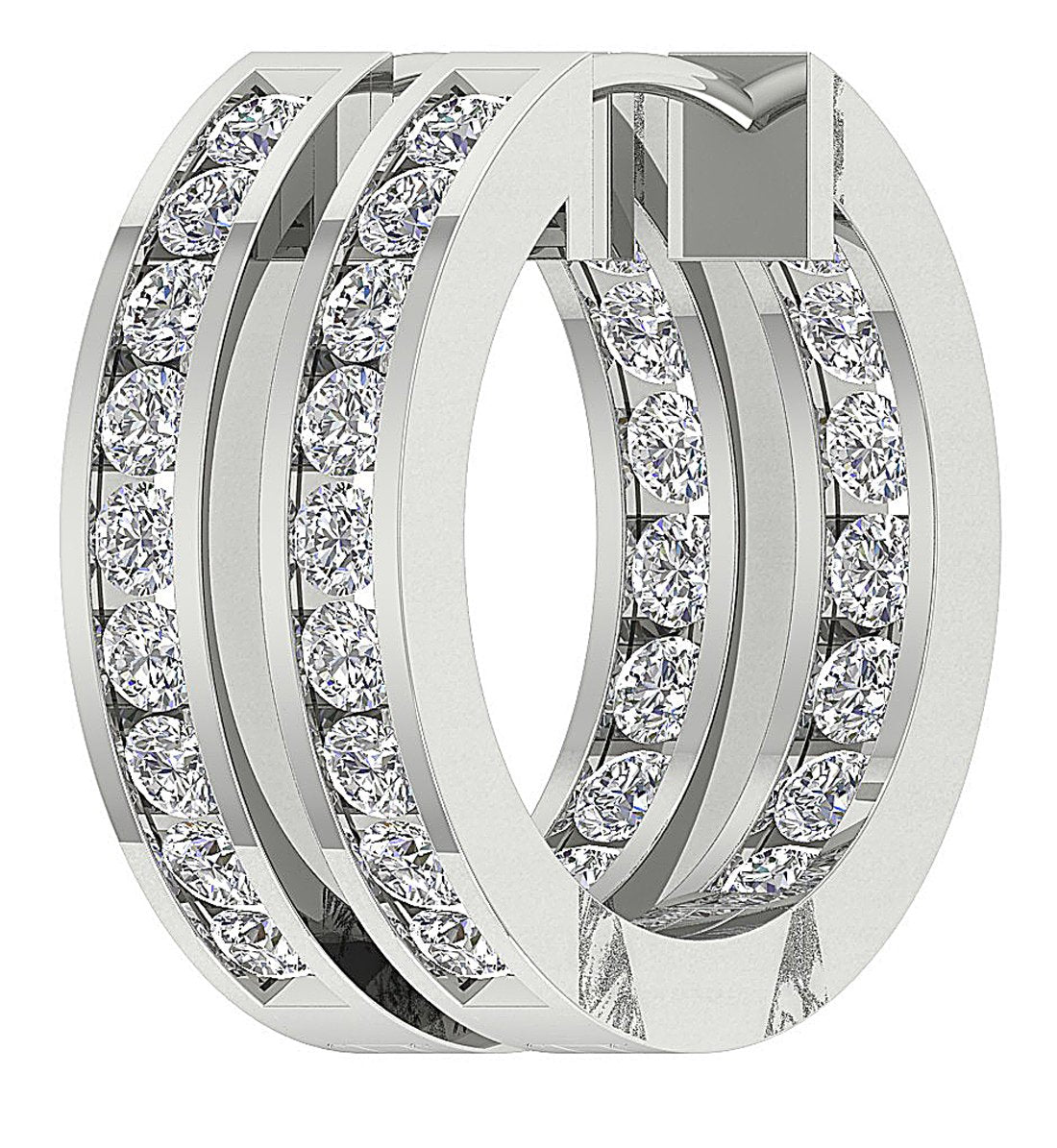 Round Diamond Inside Outside Hoop Anniversary Earrings I1 G 3.00 Ct 18k/14k White Gold Prong Set