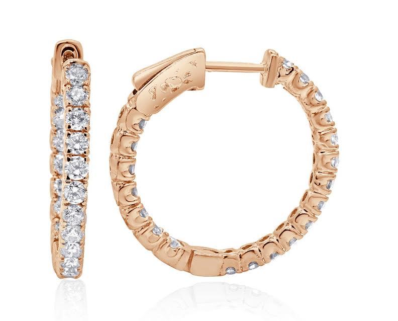 Inside Outside Hoop Wedding Earrings Genuine Diamond SI1/I1 G 2.15 Ct 18k/14k Solid Gold Prong Set