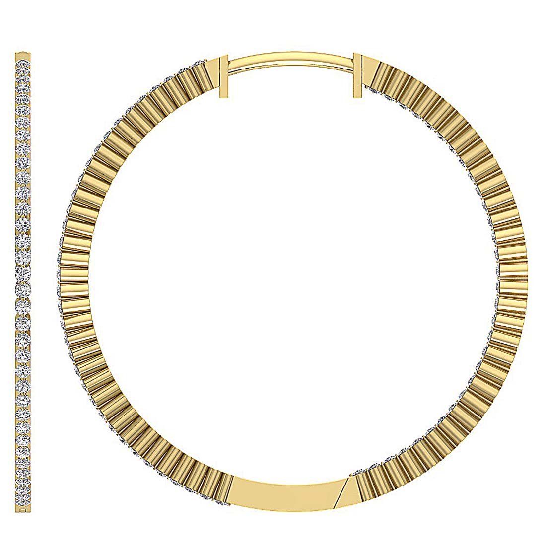 SI1/I1 G 5.70 Ct Genuine Diamond Large Hoop Wedding Earrings 18k/14k White Yellow Rose Gold Prong Set