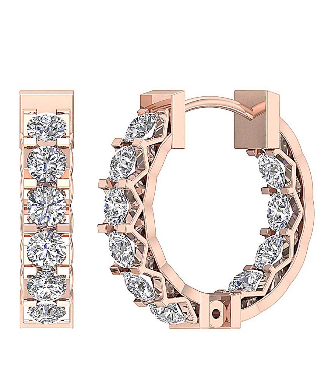 Designer Large Hoop Anniversary Earrings Round Diamond SI1/I1 G 3.50 Ct 18k/14k Solid Gold Prong Set