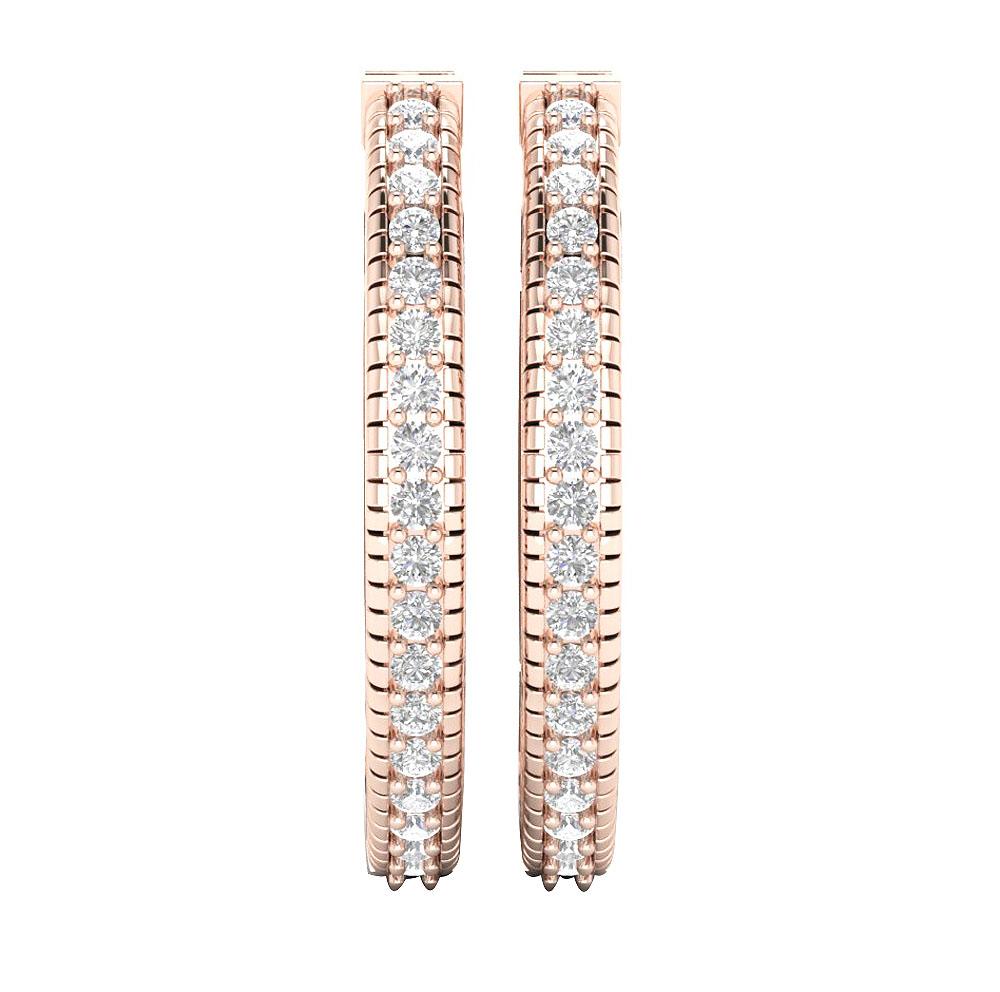 18k/14k Solid Gold Large Hoop Engagement Earrings Natural Diamond VVS1/VS1/SI1/I1 1.65 Ct Prong Set