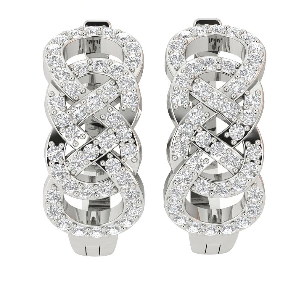 SI1/I1 G 1.00 Ct Large Hoop Wedding Earrings Genuine Diamond 18k/14k Yellow Gold Prong Set