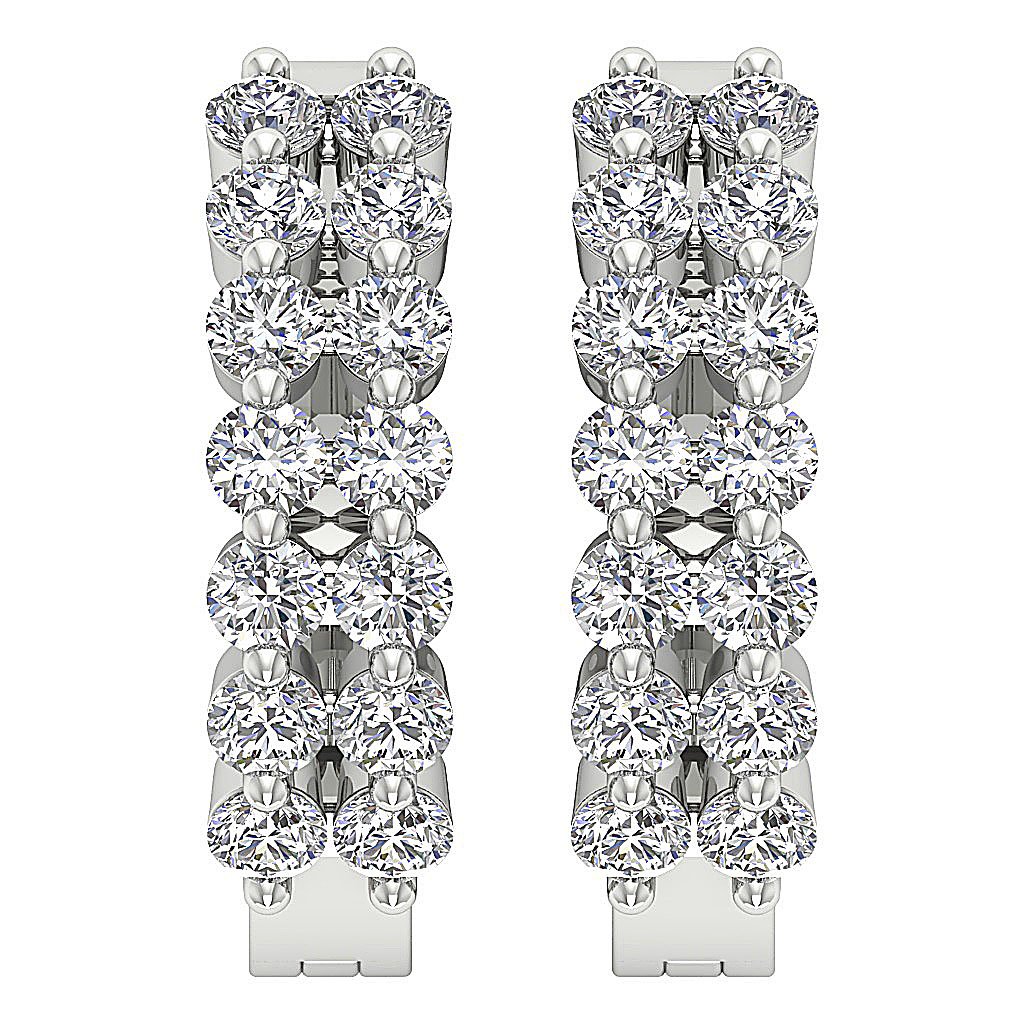 Prong Set Large Hoop Engagement Earrings Natural Diamond SI1/I1 G 1.60 Ct 18k/14k White Yellow Rose Gold