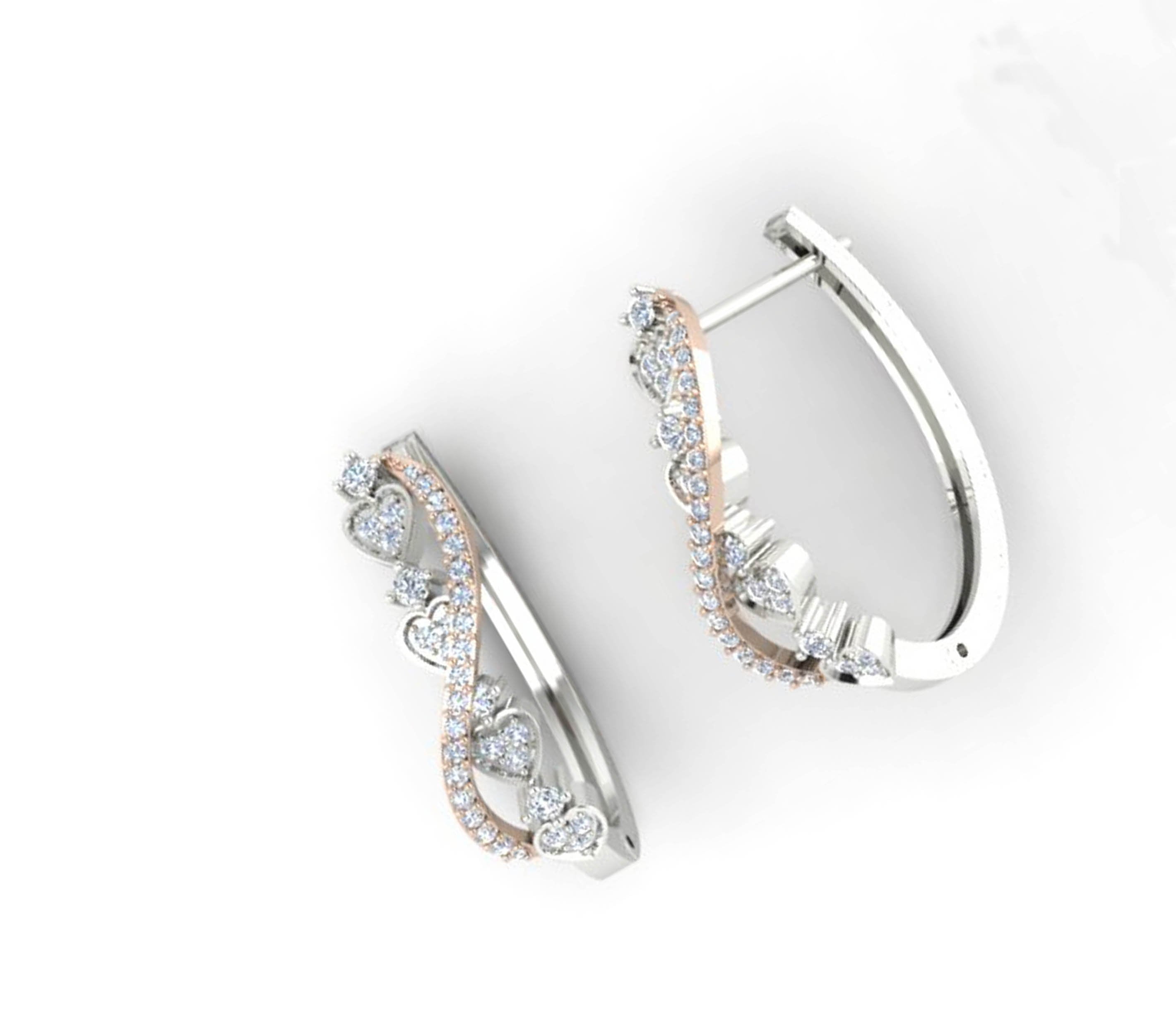 Prong Set Medium Hoops Wedding Earrings Genuine Diamond SI1/I1 G 0.70 Ct 18k/14k White Yellow Rose Gold