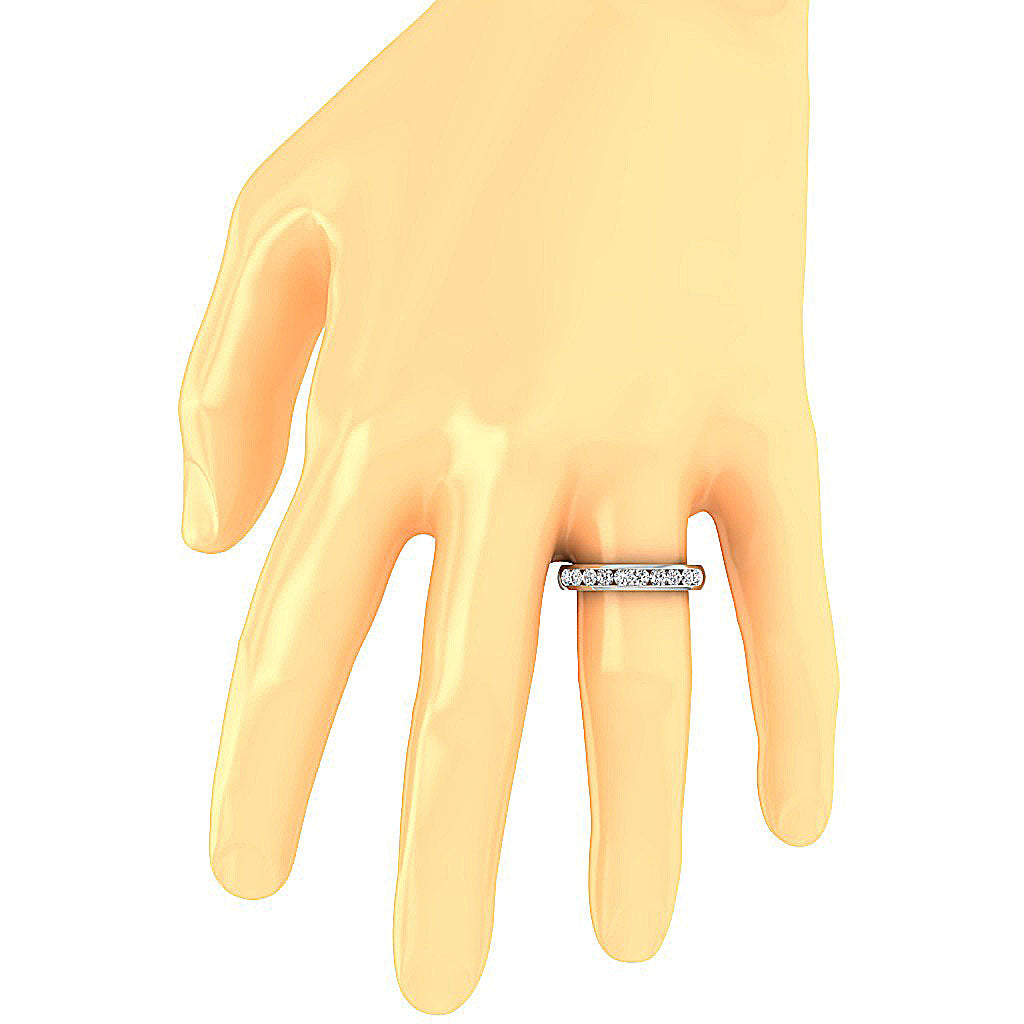 14K Rose Gold Anniversary Ring Round Diamond I1 G 1.00 Ct Channel Set