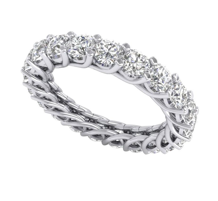 Natural Diamond Stackable Eternity Engagement Ring I1 G 3.20 Ct 14k White Gold Prong Set