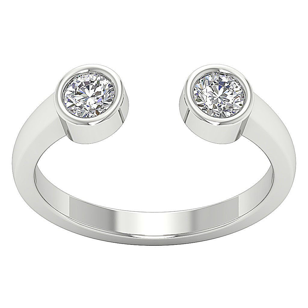 Open Bezel Set Engagement Ring I1 G 0.55 Ct Round Diamond 14k White Yellow Rose Gold