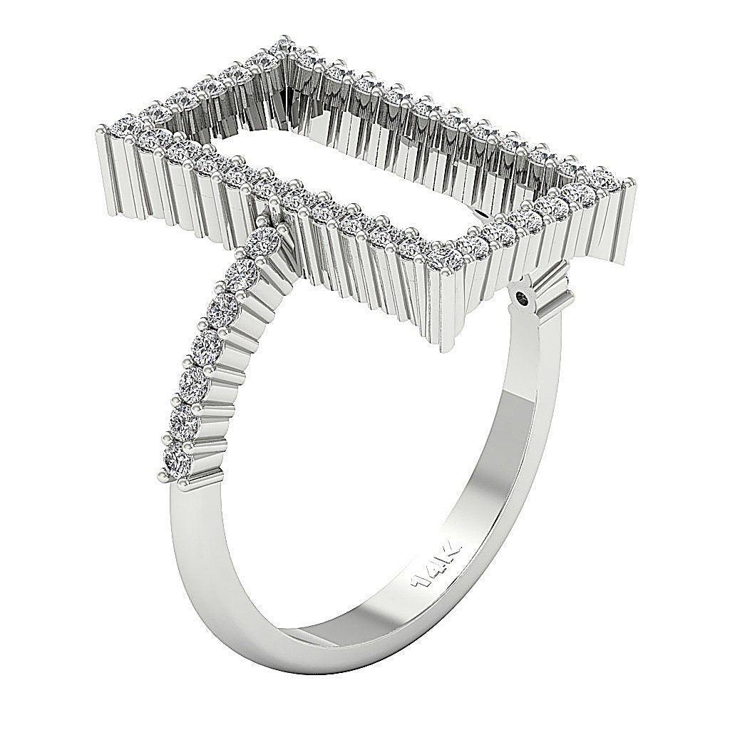 Natural Diamond Designer Fashion Engagement Ring I1 G 0.55 Ct 14k White Gold Prong Set