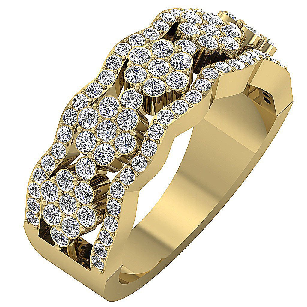 I1 G 1.50 Ct Designer Engagement Ring Natural Diamond 14K Yellow Gold Prong Set 8.55 MM