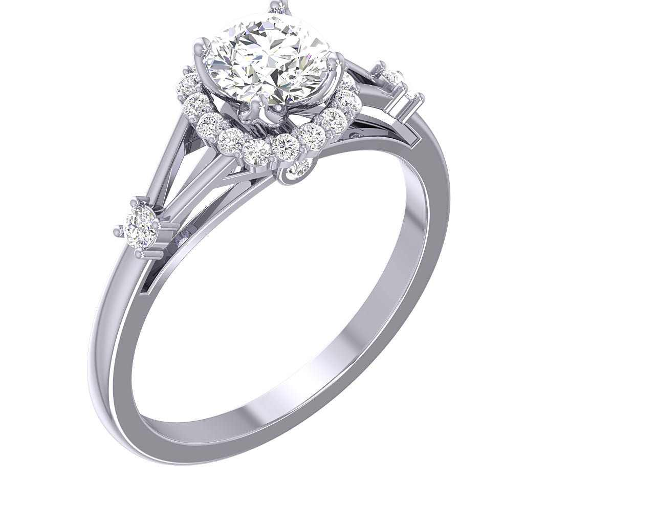 Designer Solitaire Halo Engagement Anniversary Ring SI1 G 1.00 Carat Round Cut Diamond 14K White Gold
